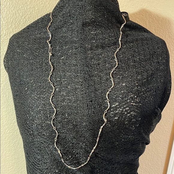 Vintage Jewelry - Vintage funky modern squiggly Silver Necklace c43